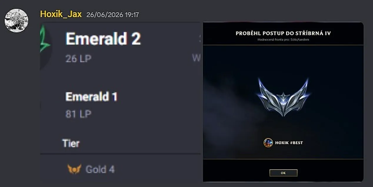 Hoxik_Jax promoted from Silver to Emerald