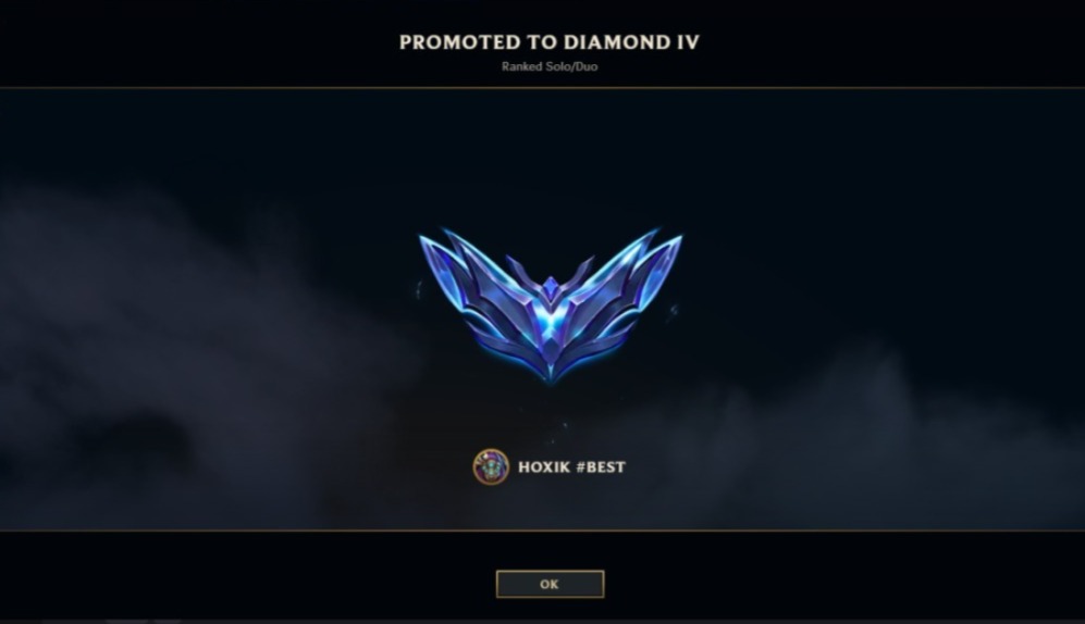 Student promoted to Diamond IV in Ranked Solo/Duo
